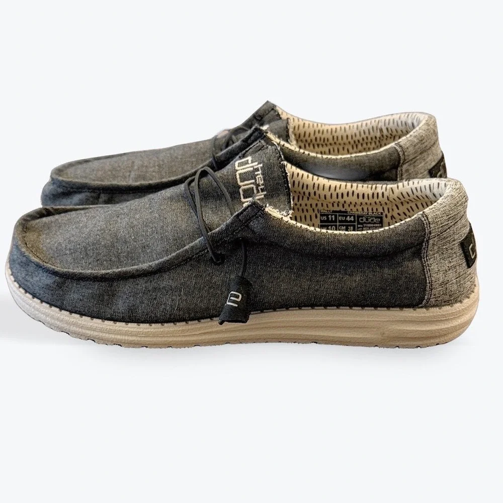 Hey Dude Wally Chambray Black‎ Mens Shoes Size 11 Slip On Loafers 110064985